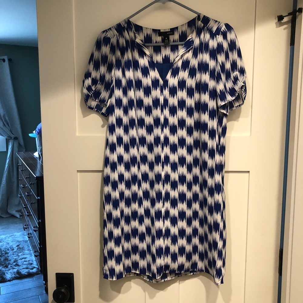 Aqua blue/white dress